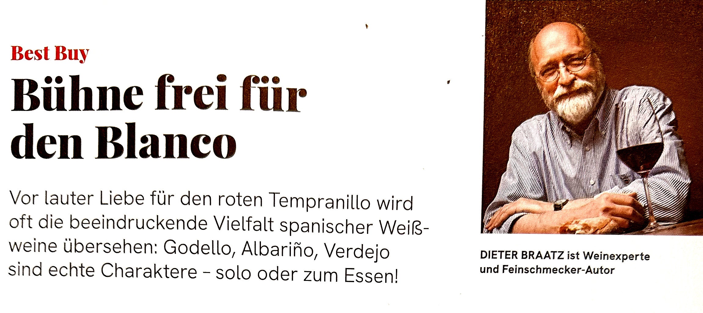 Bild von Dieter Braatz vom Feinschmecker Magazin aus dem Artikel "Bühne frei für den Blanco" aus dem Heft 11/25 zum Cullerot Weisswein von Celler del Roure, aus Valencia Spanien.