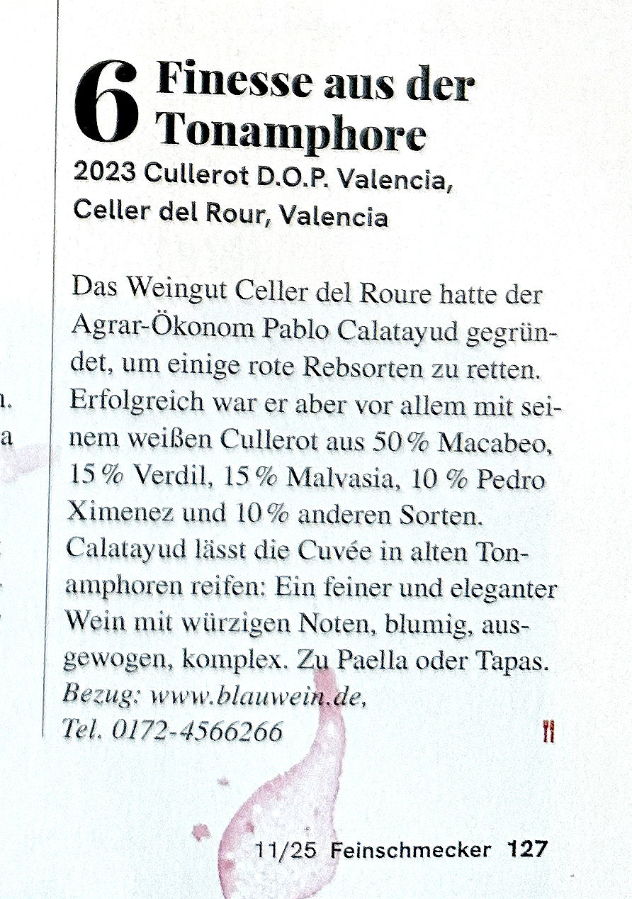 Text von Dieter Braatz über den Wein Cullerot, aus dem Feinschmecker Magazin 11/2025